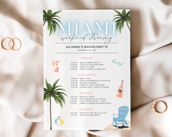 Miami Bachelorette Weekend Itinerary Template (Digital Download)