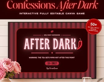 Girls Night Confessions After Dark Expansion Pack, Spicy Bachelorette Game, Editable Canva Girls Night Drinking Game, Listen Don’t Judge