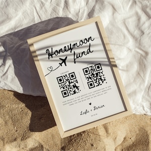 Hand Drawn Honeymoon Fund Sign, QR Code Sign, Venmo QR Code Sign, Wedding Signs, Wedding Gift, Gift For Couple, Do It Yourself Template