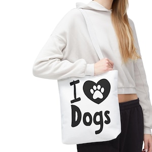 I Love Dogs Tote Bag | Cute Animal Lover Bag | Pet Owner Gift | Dog Mom Merchandise | Eco-Friendly Shopping Bag, Dog Lover Tote
