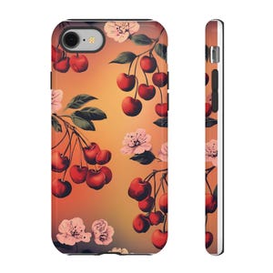 Cherry Design Tough Case for iPhone - Cherry Blossom Design, Cute Phone Cover, Protective Phone Case, Gift for Her, Spring Accessory