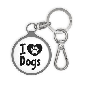 Personalized Dog Lover Keyring Tag - I Love Dogs, Pet Gift, Custom Keychain, Dog Paw Keyring, Animal Lover Accessories, Dog Mom Gift
