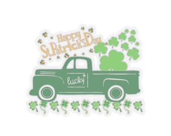 Happy St Patricks Day Truck (Kiss-Cut Stickers)