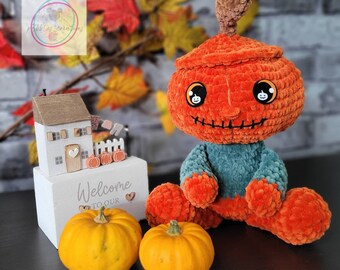 Pete the pumpkin Amigurumi Plushie Crochet Autumn Fall digital pattern PDF
