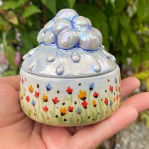 Handmade ceramic porcelain jewelry box, trinket box, Gold lustre, Mother of Pearl
