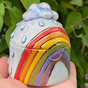 Handmade ceramic porcelain jewelry box, trinket box, Gold lustre, Mother of Pearl