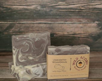 Jabón sin perfume con vetas de madera y leche de cabra