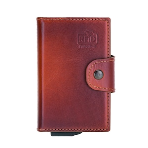 Handgefertigter Visitenkartenhalter aus Leder, anpassbare kleine Brieftasche, Brieftasche mit Druckknopffenster, luxuriöser magnetischer abnehmbarer Kartenhalter