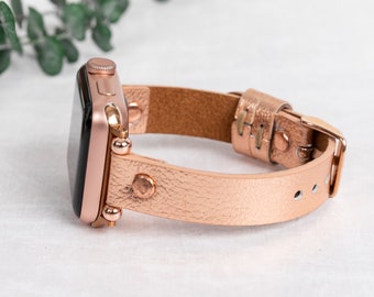 Leather Apple Watch Band 38mm 40mm 41mm 42mm 44mm 45mm,Apple Watch Strap,iWatch Band,Apple Watch Bracelet,Women Slim Watch Band,Custom Band