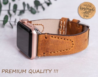 Correa de Apple Watch de cuero personalizada, correa de Apple Watch, correa de iWatch, pulsera de Apple Watch, correa de reloj unisex, 38 mm 40 mm 41 mm 42 mm 44 mm 45 mm