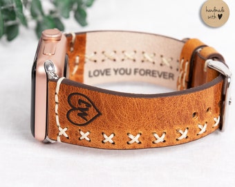 Top Grain Leather, Apple Watch Bands, Women Men Unisex iWatch Bands, 38 40 41 42 44 45mm, Personalized Gifts for Her, Wristband Accessory