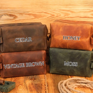 Trousse de toilette en cuir pour homme, trousse de toilette en cuir personnalisée pour homme et femme, trousse de maquillage à fermeture éclair monogrammée, trousse de toilette personnalisée pour papa