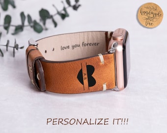Personalized Leather Apple Watch Band,Apple Watch Strap,iWatch Band,Apple Watch Bracelet,Unisex Watch Band,38mm 40mm 41mm 42mm 44mm 45mm