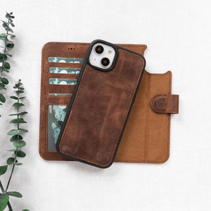 Funda de cuero personalizada para iPhone compatible con Magsafe, iPhone 14, funda para iPhone 14, funda para billetera para iPhone, funda personalizada para iPhone, funda de cuero para iPhone