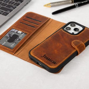 Funda para iPhone 16, funda de cuero personalizada para iPhone 16, 16 Plus, 16 Pro, 16 Pro Max, billetera Magsafe para iPhone 16, regalo de San Valentín
