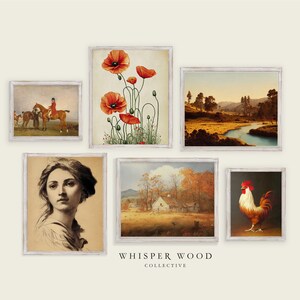 Autumn Farmhouse Gallery Wall Set of Six | Print Set | Vintage-Style Digital Paintings | Downloadable | Printable Wall Art | #S6-1