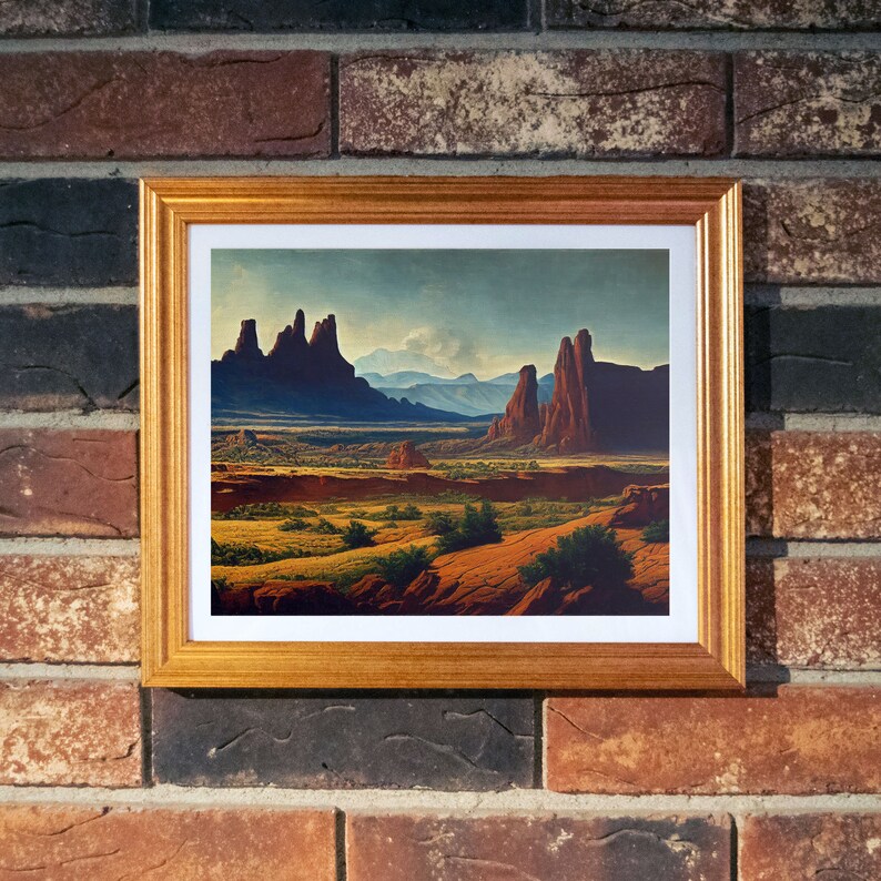 New Mexico Landscape Oil Painting Landscape Warm Rustic Country Decor 