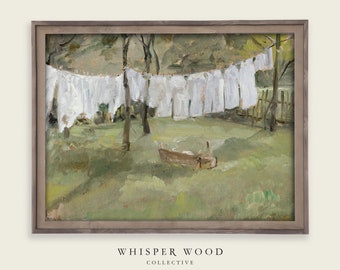 Laundry Room Art | Vintage Farmhouse Decor Oil Painting | Printable Wall Art | #178