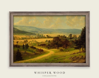 Pennsylvania Landscape Oil Painting | Landscape | Warm Rustic Country Decor | Vintage Style Digital Art | America | Printable Art | #59