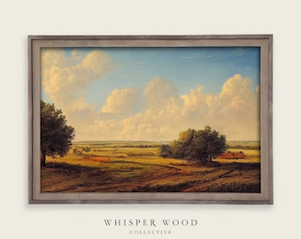 Kansas Landscape Oil Painting | Landscape | Warm Rustic Country Decor | Vintage Style Digital Art | America | Printable Art | #39