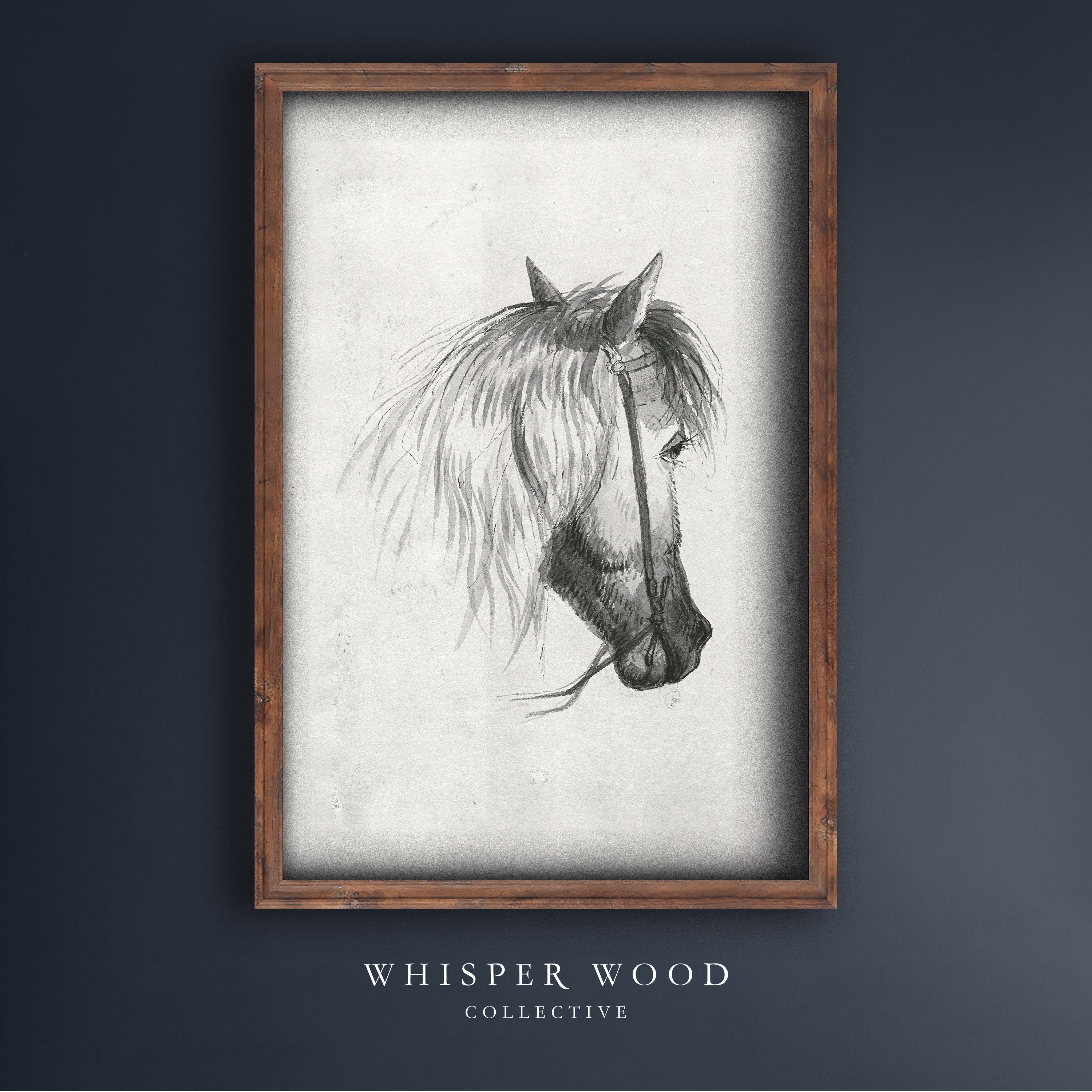 Horse Sketch Vintage Drawing 1800s Vintage Drawing Eclectic Wall Art ...