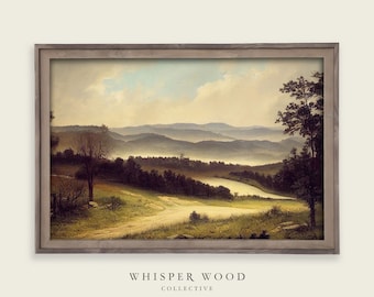 North Carolina Landscape Oil Painting | Landscape | Warm Rustic Country Decor | Vintage Style Digital Art | America | Printable Art | #51