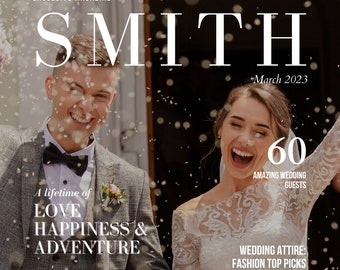 Plantilla de revista de bodas para Canva / Diseño clásico / Aniversario de bodas / Álbum de bodas / Libro de fotos de 36 páginas / Primer aniversario en papel
