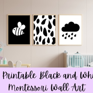 Personnalisé 11x15in 50 Imprimable Noir et Blanc Montessori Wall Art | Cartes mémoire sensorielles de 0 à 6 mois |