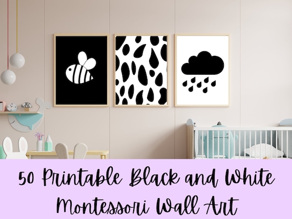50 Printable Black &amp; White Montessori Wall Art High Contrast - Etsy