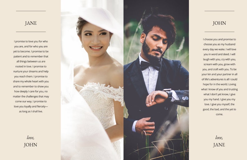 Vows Wedding Magazine Template for Canva