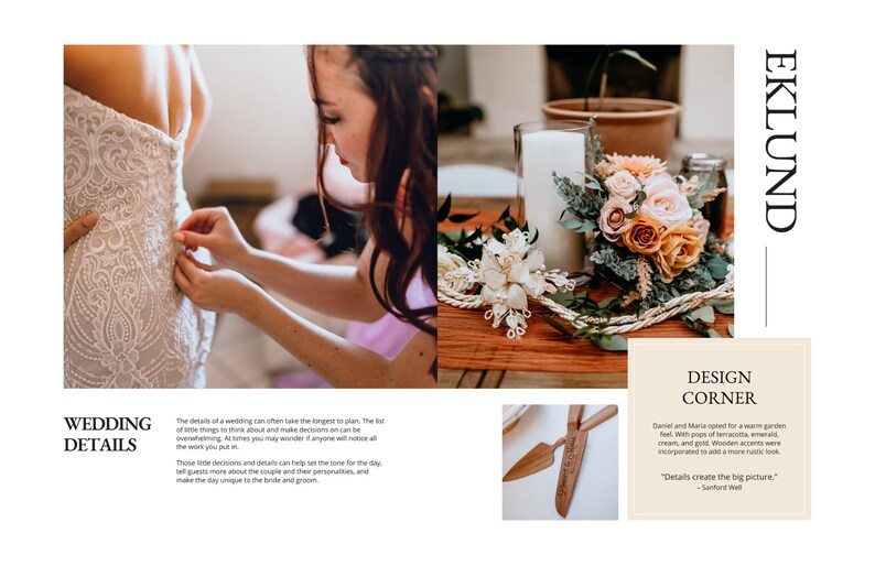 Details Page Wedding Magazine Template for Canva