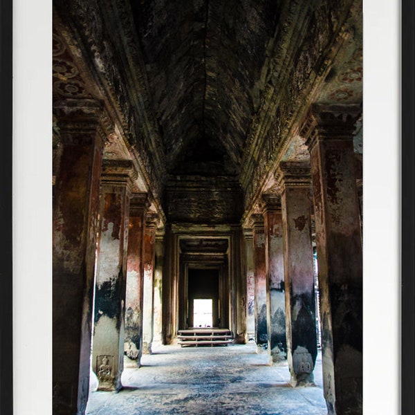 Impression - Tirage Photo - Poster - Cambodge - Temple d'Angkor Wat Porte 4 - Photo de voyages et d'art