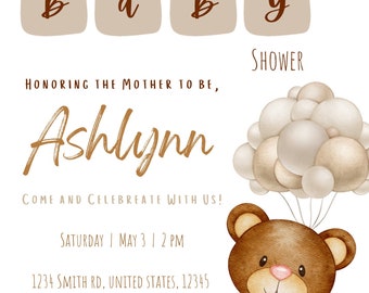 Bear Baby Shower Invitation