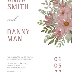 Mauve/Pink Wedding Invitation