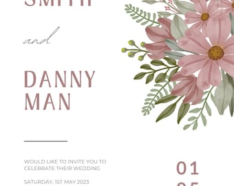 Mauve/Pink Wedding Invitation