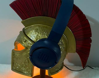 Leonidas Headphone Stand with light, 3D Printed Spartan Helmet Headphone Stand, hard 3d printing inside, Gamer Gift, Perfect Gamer Gift