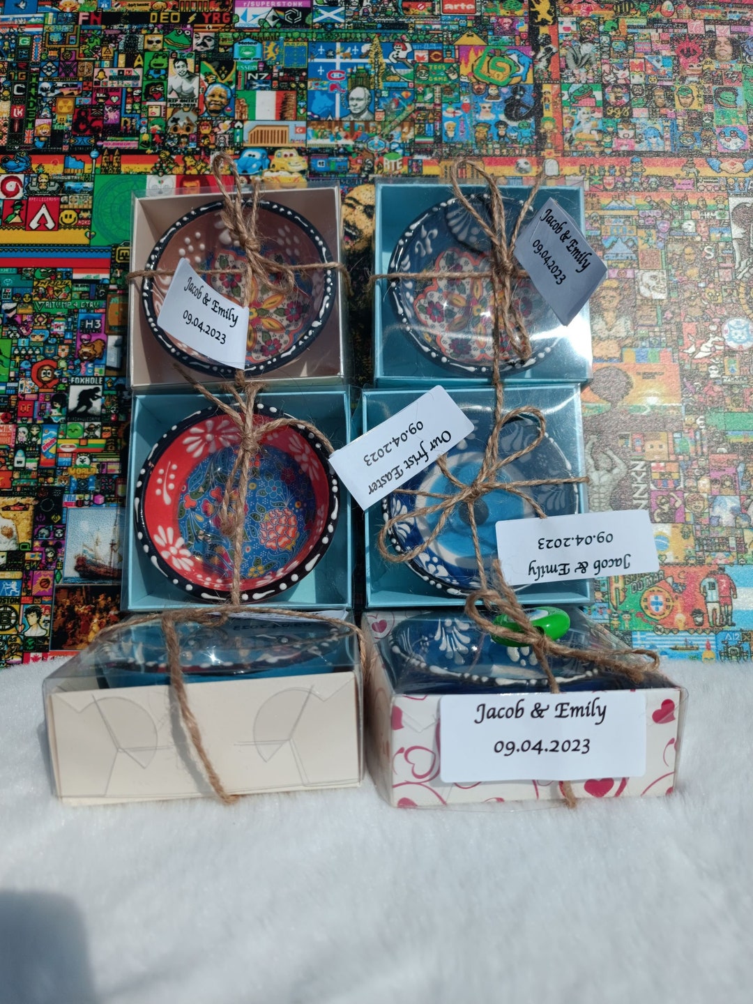 Wedding Favors Ceramic Bowls, Personalized Boxed Bowls, Bulk Wedding