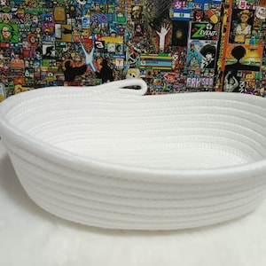 White Decorative Basket,Cotton Rope Basket,Cotton Rope Woven Storage Basket Organizer,Rope Basket,Natural Basket