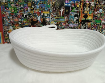 White Decorative Basket,Cotton Rope Basket,Cotton Rope Woven Storage Basket Organizer,Rope Basket,Natural Basket