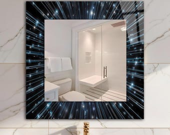 Luxury Stars Square Wall Mirror, Tempered Glass, Modern Decor