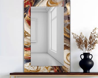 Abstract Marble Tempered Glass Mirror, Luxury Home Decor, Hallway Entryway Mirror