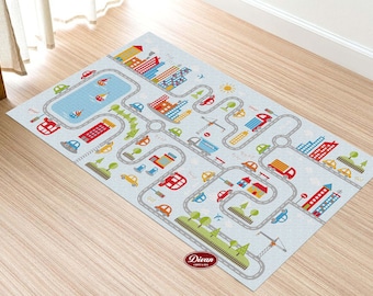 City Road Playground Ultra Soft Nursery Kids Rug , Children's carpet named, Nursery Decor, Play Rug, Metropolis Play Rug