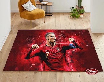Football Rug, World Cup 2022, Football Design,Messi ronaldo rug,Personalized Rug,Neymar,Gift For Him,Washable Soccer rug, teen room rug