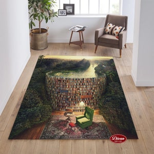 Books Shelf,Library Rug,Books Shelf Rug,Books,Decorative Rug,Living Room Rug,Home Decor Carpet,Moderns Rug,3DArt Rug,Area Rug,Custom Rug