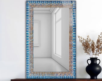 Türkisches Muster Spiegel aus gehärtetem Glas, dekorative rechteckige Wandkunst
