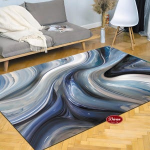 Marble Rug, Blue White Marble Rug, Marble Rug, Decor Marble Rug, Marble Texture Rug, Living Room Rug, Marble Design Rug
