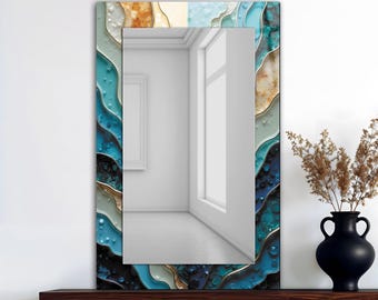 Stained Look Tempered Glass Mirror, Luxury Home Decor, Hallway Entryway Mirror