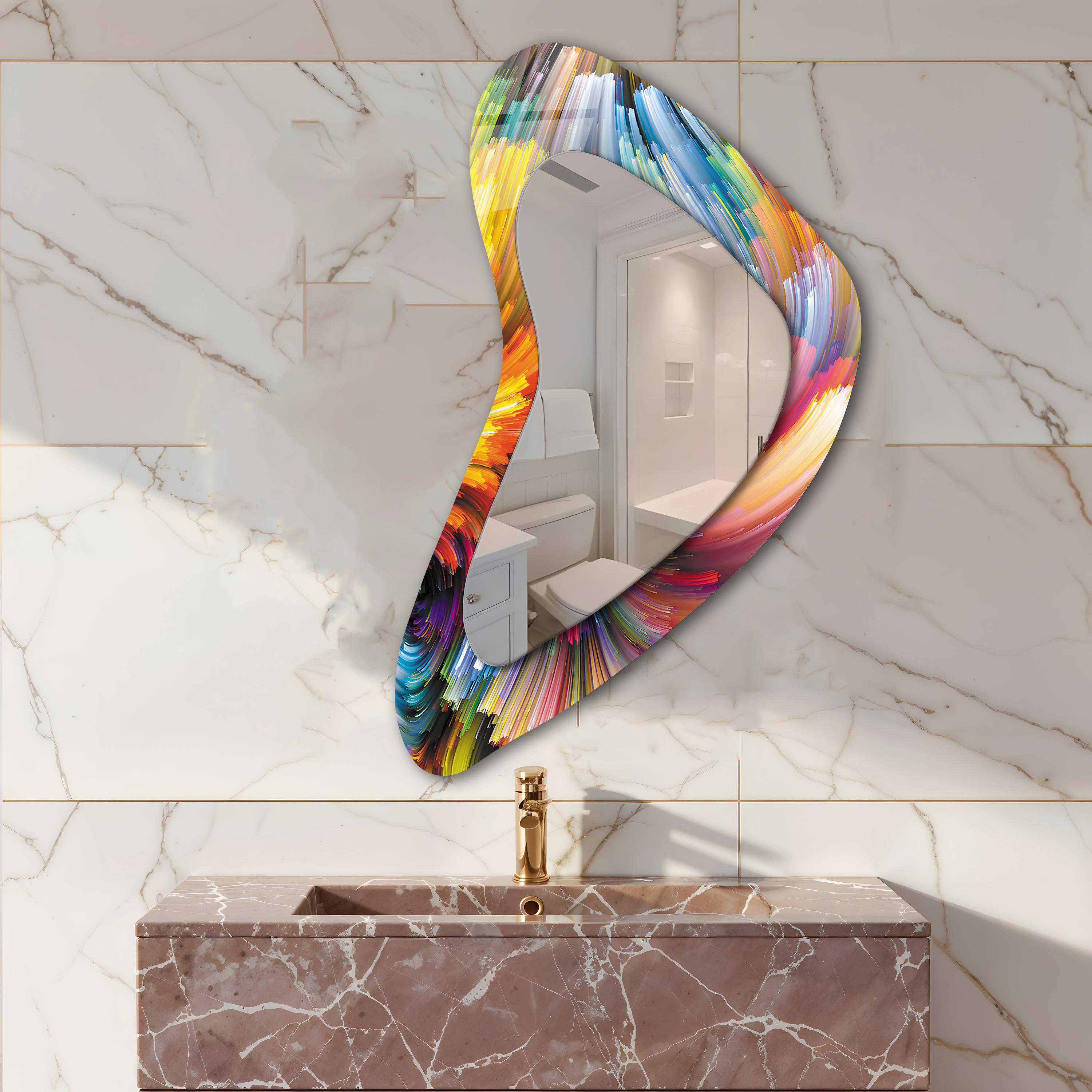 Colorful Tempered Glass Wall Mirror: Asymmetrical Art, Living Room ...