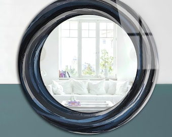Gehärteter Glas Runder Wandspiegel: Moderner Kreis Badezimmer Spiegel Dekor