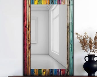 Painted Woods Print Tempered Glass Mirror, Luxury Home Decor, Hallway Entryway Mirror